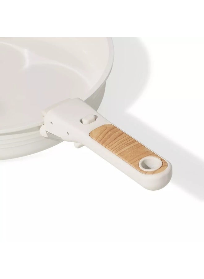 Carote 10-Piece Ceramic Nonstick Cookware Set with Detachable Handle, PFAS-Free Healthy Cooking Pots & Pans, Stackable Design with Pour Spouts, All-Stovetop Compatible, Dishwasher Safe (Cream) - Image 4